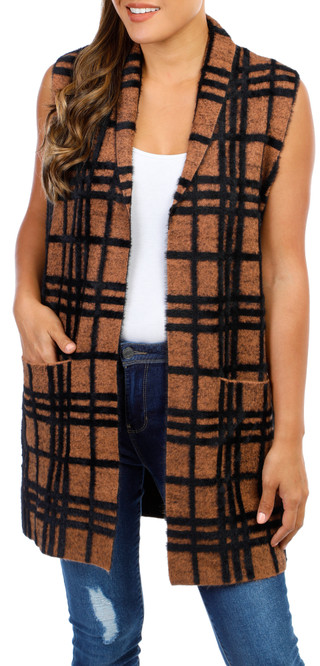Thumbnail 1: Cyrus Women's Sleeveless Plaid Cardigan 