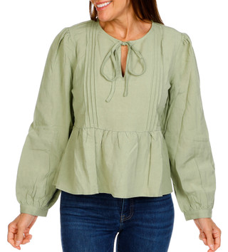Thumbnail 1: Lost + Wander Women's Solid Peplum Peasant Top 