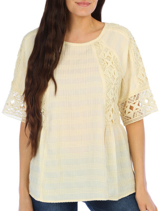 Thumbnail 1: Cable & Gauge Women's Solid Eyelet Top 