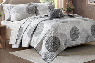 Thumbnail 2: Madison Park Madison Park Knowles Grey Coverlet Set 