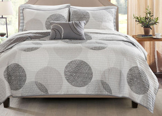 Thumbnail 5: Madison Park Madison Park Knowles Grey Coverlet Set 