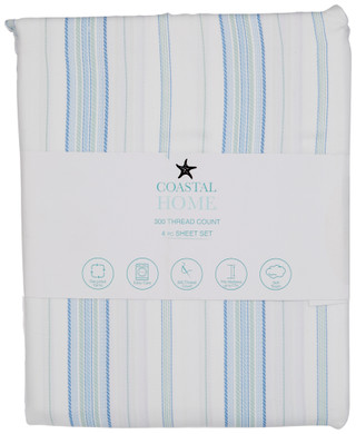 Thumbnail 1: Coastal Home Coastal Home 4 Pc Spiral Stripe Sheet Set 