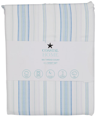 Thumbnail 2: Coastal Home Coastal Home 4 Pc Spiral Stripe Sheet Set 