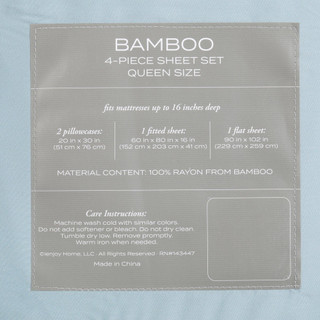 Thumbnail 3: IENJOY HOME IEnjoy Home 300 TC 4 Pc Bamboo Blue Sheet Set 