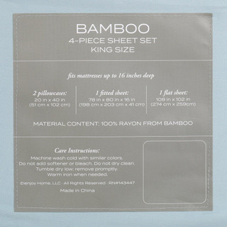 Thumbnail 4: IENJOY HOME IEnjoy Home 300 TC 4 Pc Bamboo Blue Sheet Set 