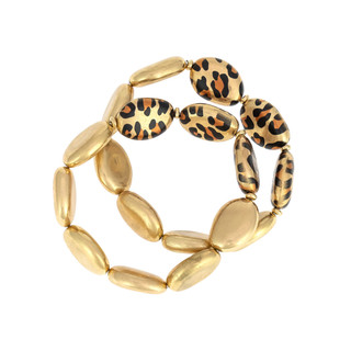 Thumbnail 1: Bay Studio Bay Studio 2 Row Beaded Stretch Animal Print Bracelet 
