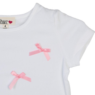 Thumbnail 2: DREAMGIRL DreamGirl Little Girls Short Sleeve with Satin Bows Top 