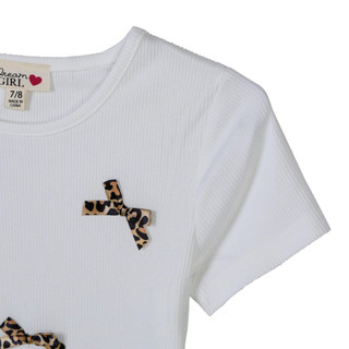 Thumbnail 2: DREAMGIRL DreamGirl Big Girls Short Sleeve with Cheetah Bows Top 