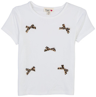 Thumbnail 1: DREAMGIRL DreamGirl Big Girls Short Sleeve with Cheetah Bows Top 