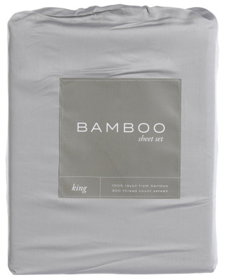 Thumbnail 1: IENJOY HOME IEnjoy Home 300 TC 4 Pc Bamboo Grey Sheet Set 