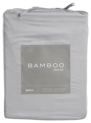 Thumbnail 2: IENJOY HOME IEnjoy Home 300 TC 4 Pc Bamboo Grey Sheet Set 