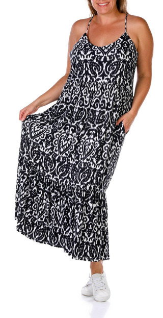 Thumbnail 4: Emily Daniels Emily Daniels Plus Sleeveless Ikat Maxi Dress 
