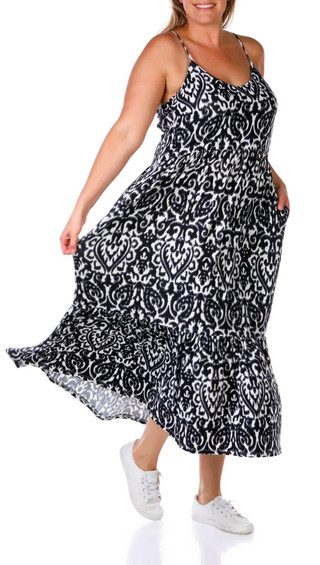 Thumbnail 2: Emily Daniels Emily Daniels Plus Sleeveless Ikat Maxi Dress 