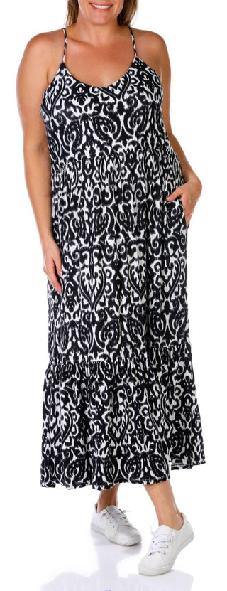 Thumbnail 1: Emily Daniels Emily Daniels Plus Sleeveless Ikat Maxi Dress 