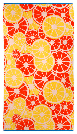 Thumbnail 1: Caro Home Caro Home 38x72 Citrus Jacquard Velour Terry Reverse Towel 