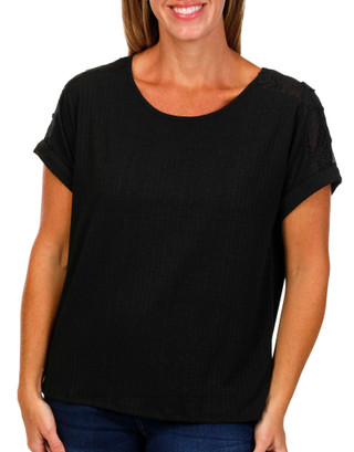 Thumbnail 1: RIO & RIAN Rio & Rian Womens Solid Ribbed Short Sleeve Top 