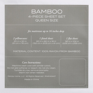 Thumbnail 3: IENJOY HOME IEnjoy Home 300 TC 4 Pc Bamboo White Sheet Set 