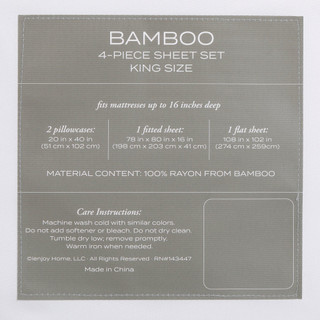 Thumbnail 4: IENJOY HOME IEnjoy Home 300 TC 4 Pc Bamboo White Sheet Set 