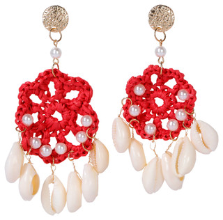 Thumbnail 1: Bay Studio Bay Studio 4 in Drop Shell Red Gold Dangle Earrings 
