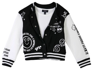 Thumbnail 2: Amy Byer Amy Byer Big Girls 2 Pc Varsity Jacket & Top Set 