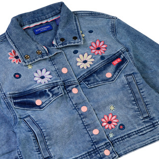 Thumbnail 2: SCOTCH & SODA Scotch & Soda Big Girls Embroidered Stretch Denim Jacket 