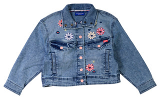 Thumbnail 1: SCOTCH & SODA Scotch & Soda Big Girls Embroidered Stretch Denim Jacket 