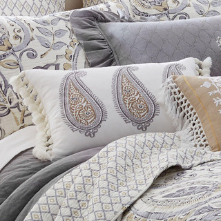 Thumbnail 3: Levtex Home Tamsin Grey Flower Decorative Pillow 