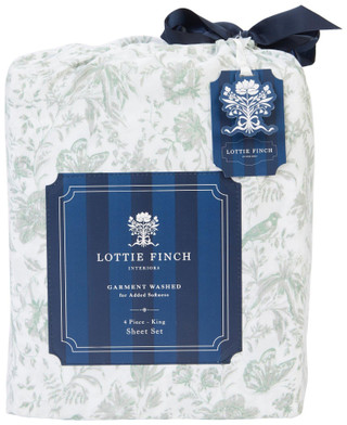 Thumbnail 1: LOTTIE FINCH Lottie Finch 4 Pc Sheet Set - King Sage Bird 