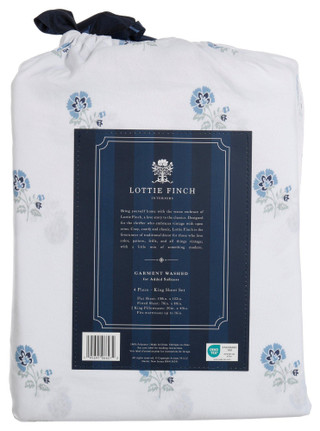Thumbnail 2: LOTTIE FINCH Lottie Finch 4 Pc Sheet Set - King Blue Damask 