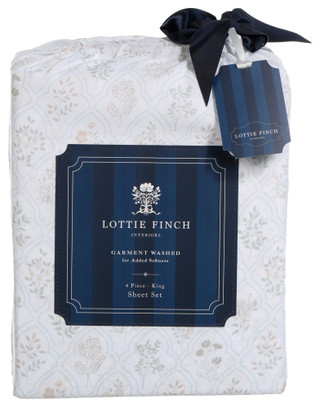 Thumbnail 1: LOTTIE FINCH Lottie Finch 4 Pc Sheet Set - King Floral Block 