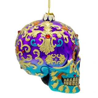 Thumbnail 2: BELLISIMO Bellissimo 4.75 in. Glass Sugar Skull Ornament 