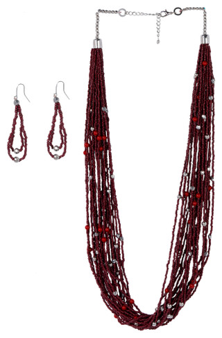 Thumbnail 1: Bay Studio Bay Studio Multi-row Beaded Necklace and Earrings Set 