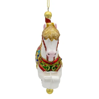 Thumbnail 2: BELLISIMO Bellissimo 6 in. Glass Carousel Horse Ornament 