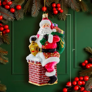 Thumbnail 1: BELLISIMO Bellisimo 7 in. Santa In Chimney Ornament 