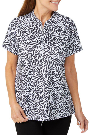 Thumbnail 1: Coral Bay Golf Coral Bay Golf Womens Short Sleeve Zipper Print Top 