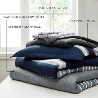 Thumbnail 17: Nautica Nautica Heathered Block Comforter Set 