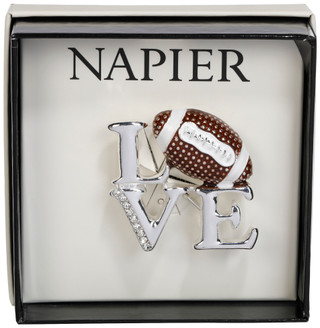 Thumbnail 1: Napier Napier 1.5 in Silver Tone Love Football Brooch Pin 