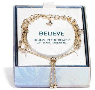 Thumbnail 1: Footnotes Footnotes Boxed Butterfly Charm Rhinestone Bolo Bracelet 