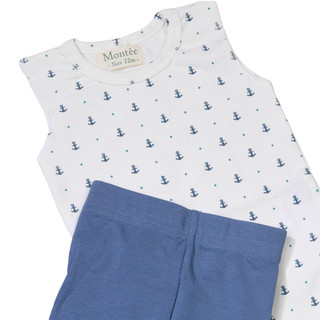 Thumbnail 2: MONTEE Montee Baby Boys 2 Pc Anchor Onesie Shorts Set 