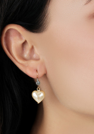 Thumbnail 2: 1928 Jewelry Heart Shaped Faux Pearl Earrings 