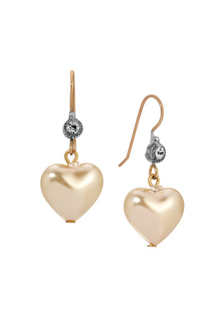 Thumbnail 1: 1928 Jewelry Heart Shaped Faux Pearl Earrings 