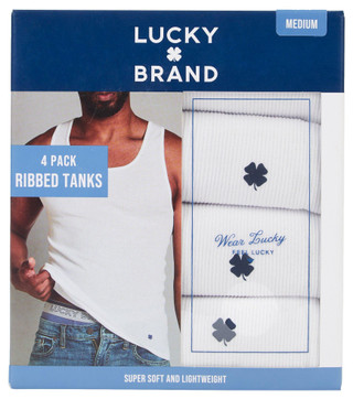 Thumbnail 1: Lucky Brand Lucky Brand Mens 4 pk Solid Ribbed Tank Tops 