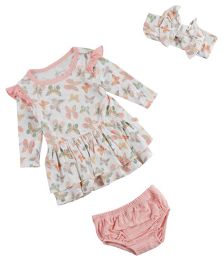 Thumbnail 1: MILKBERRY Milkberry Baby Girls 3 Pc Butterfly Dress Set 
