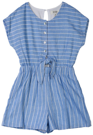 Thumbnail 1: Speechless Speechless Big Girls Short Sleeve Blue Romper 