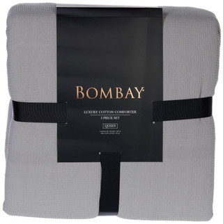 Thumbnail 3: Bombay Bombay 3 Pc Cotton Comforter Set - Waffle Stripe 