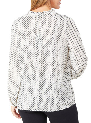 Thumbnail 2: Adrianna Papell Adrianna Papell Womens Long Sleeve Dotted Pintuck Top 