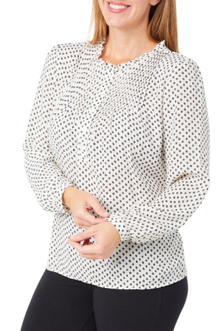 Thumbnail 3: Adrianna Papell Adrianna Papell Womens Long Sleeve Dotted Pintuck Top 