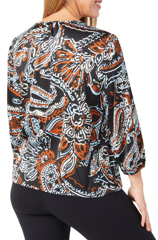 Thumbnail 2: Rafaella Rafaella Womens 3/4 Sleeve Paisley Print Top 