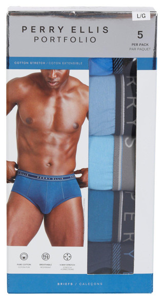 Thumbnail 1: Perry Ellis Perry Ellis Mens 5 Pk Cotton Stretch Briefs 