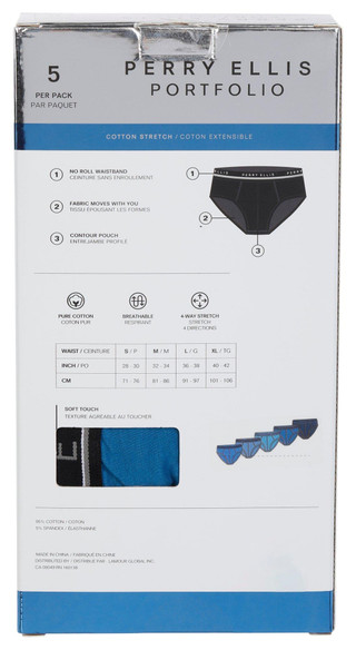 Thumbnail 2: Perry Ellis Perry Ellis Mens 5 Pk Cotton Stretch Briefs 